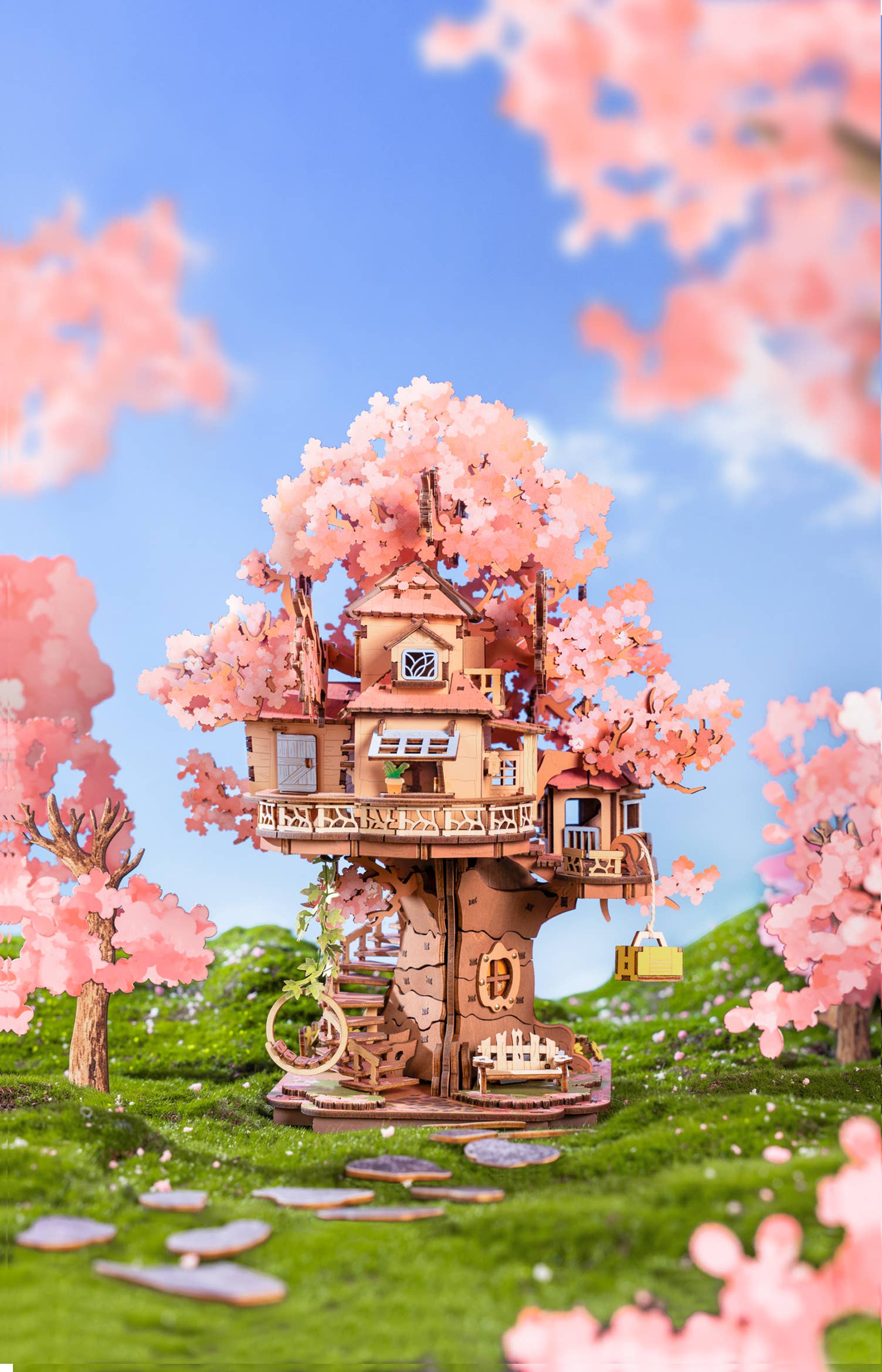 TGS04 Sakura Tree House Rolife Wooden Puzzle DIY Craft Kit