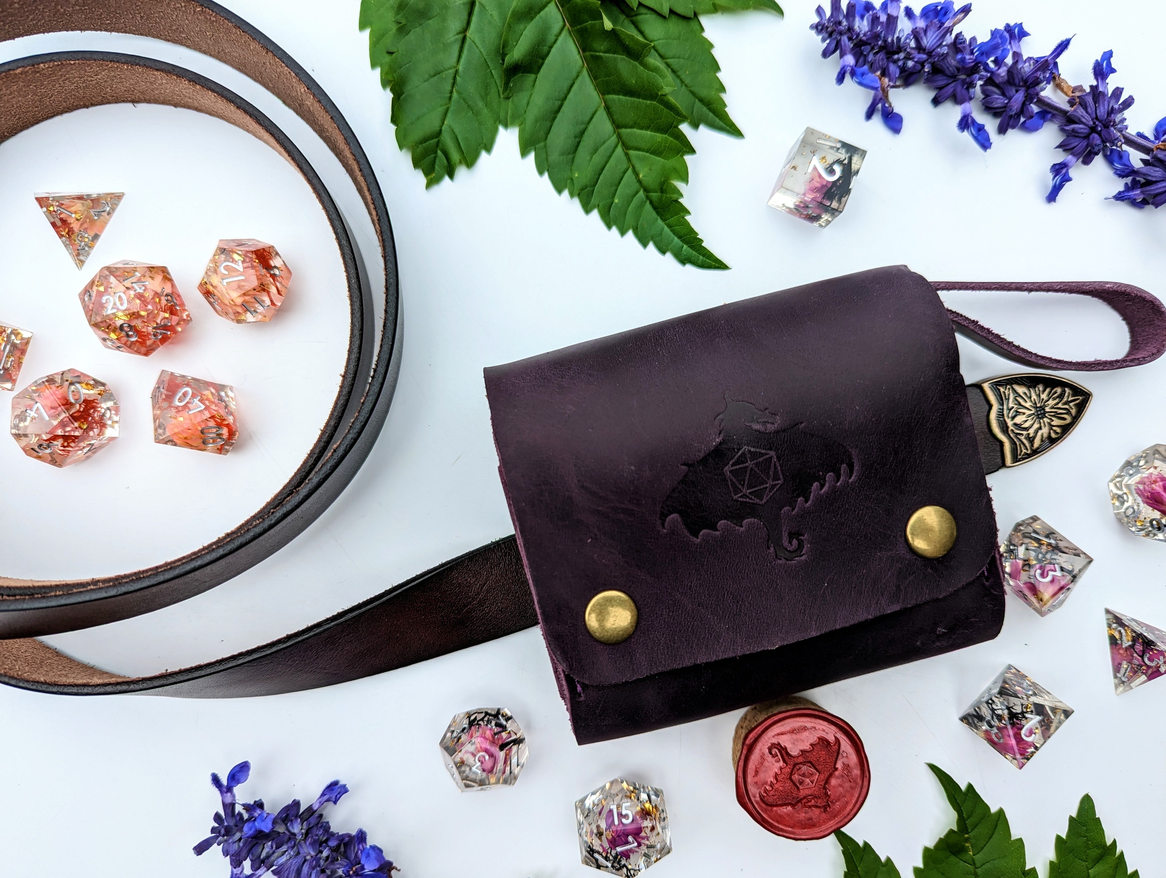 Genuine Leather Dice Pouch for Mini Dice (Small) - Emberglow Gaming