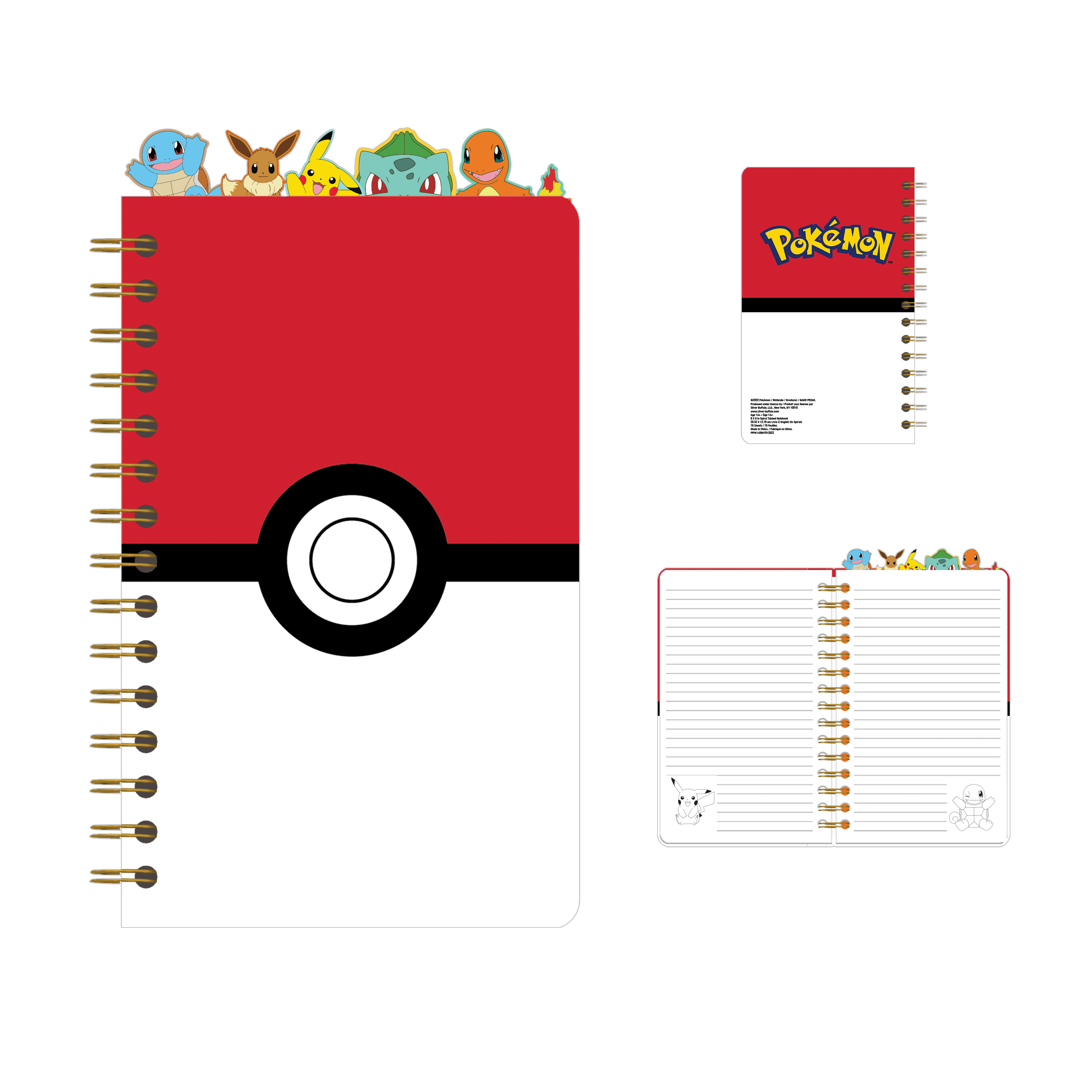 Pokémon Pokeball 8" x 5" Spiral Tabbed Notebook