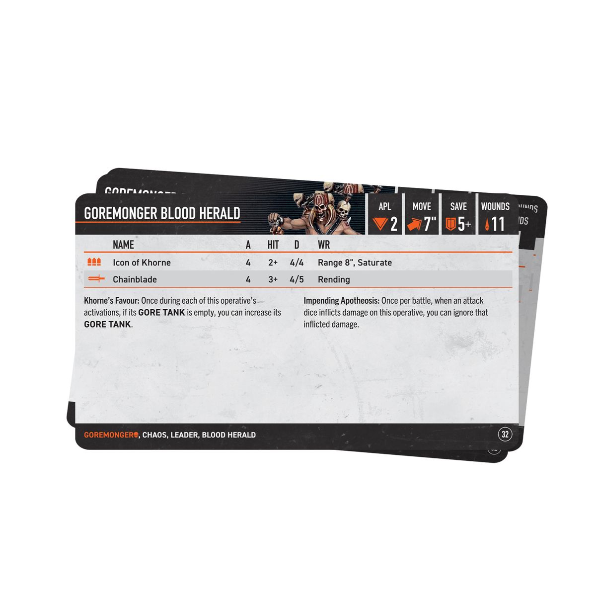 Warhammer 40000 Kill Team Goremongers Datacards (ENG)