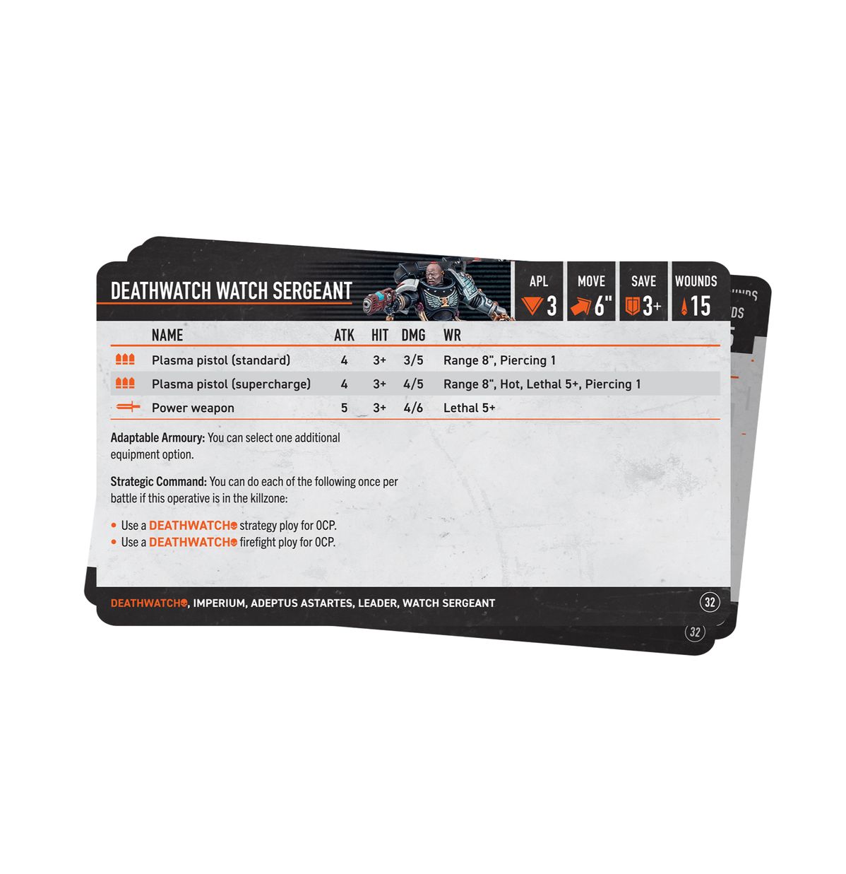 Warhammer 40000 Kill Team Deathwatch Datacards