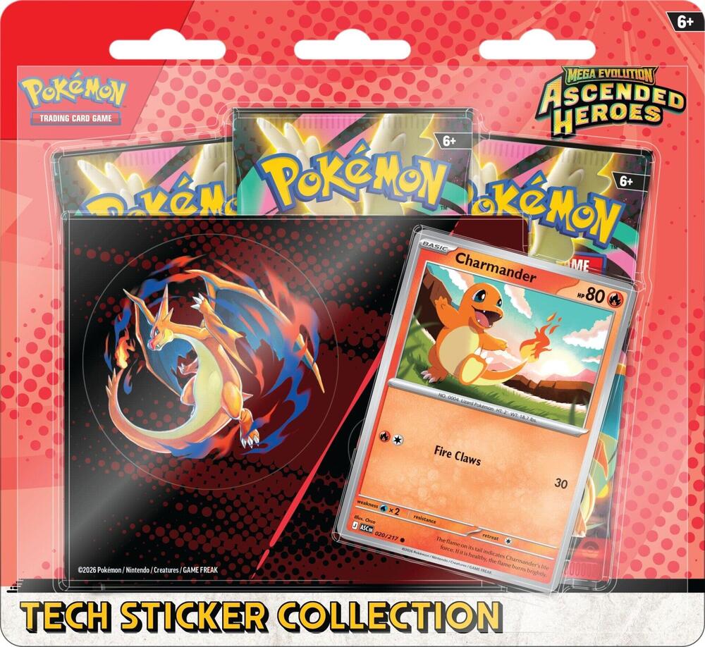 Pokemon TCG - Ascended Heroes 3 Pack Tech Sticker Collection