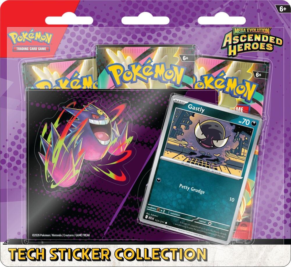 Pokemon TCG - Ascended Heroes 3 Pack Tech Sticker Collection