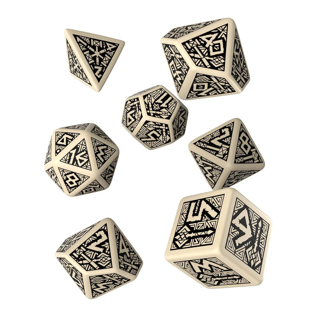 Dwarven Beige & Black Dice Set (7)