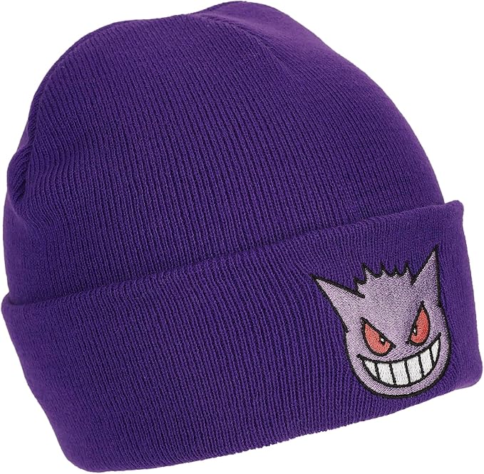 Pokemon Gengar Face Embroidery Acrylic Knit Standard Cuff Beanie