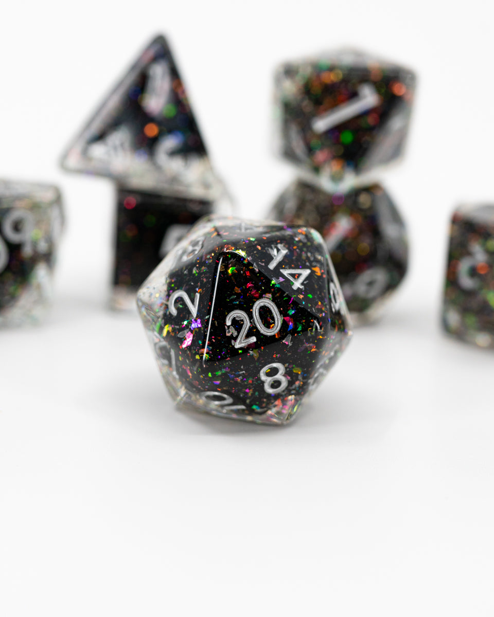 Toll the Dead | 7 Piece Acrylic Dice Set - Emberglow Gaming