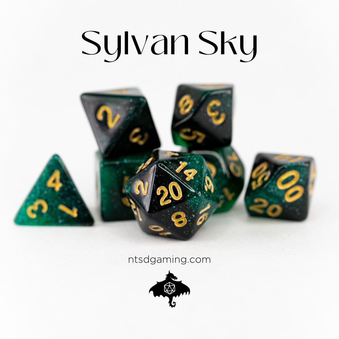 Sylvan Sky | 7 Piece Acrylic Dice Set - Emberglow Gaming