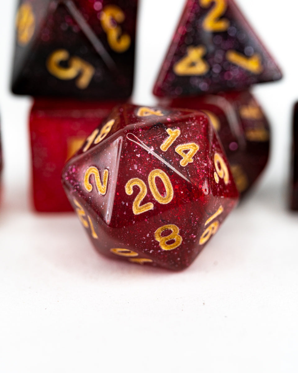 Ether of Embers | 7 Piece Acrylic Dice Set - Emberglow Gaming