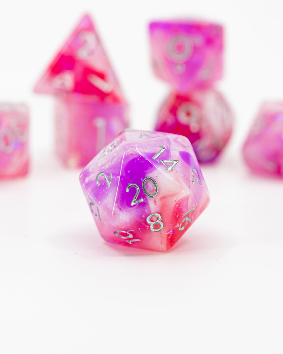 Faerie Fire | 7 Piece Acrylic Dice Set - Emberglow Gaming