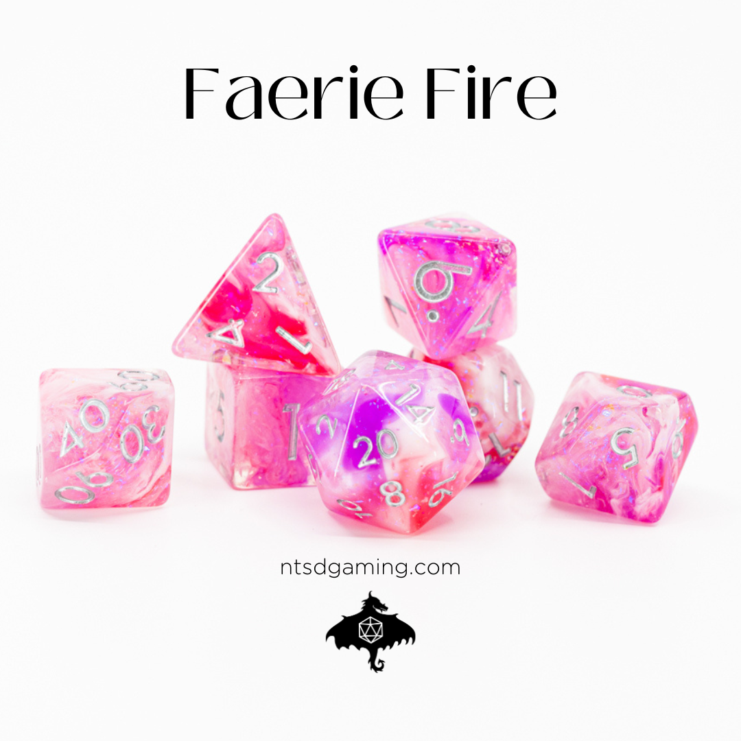 Faerie Fire | 7 Piece Acrylic Dice Set - Emberglow Gaming