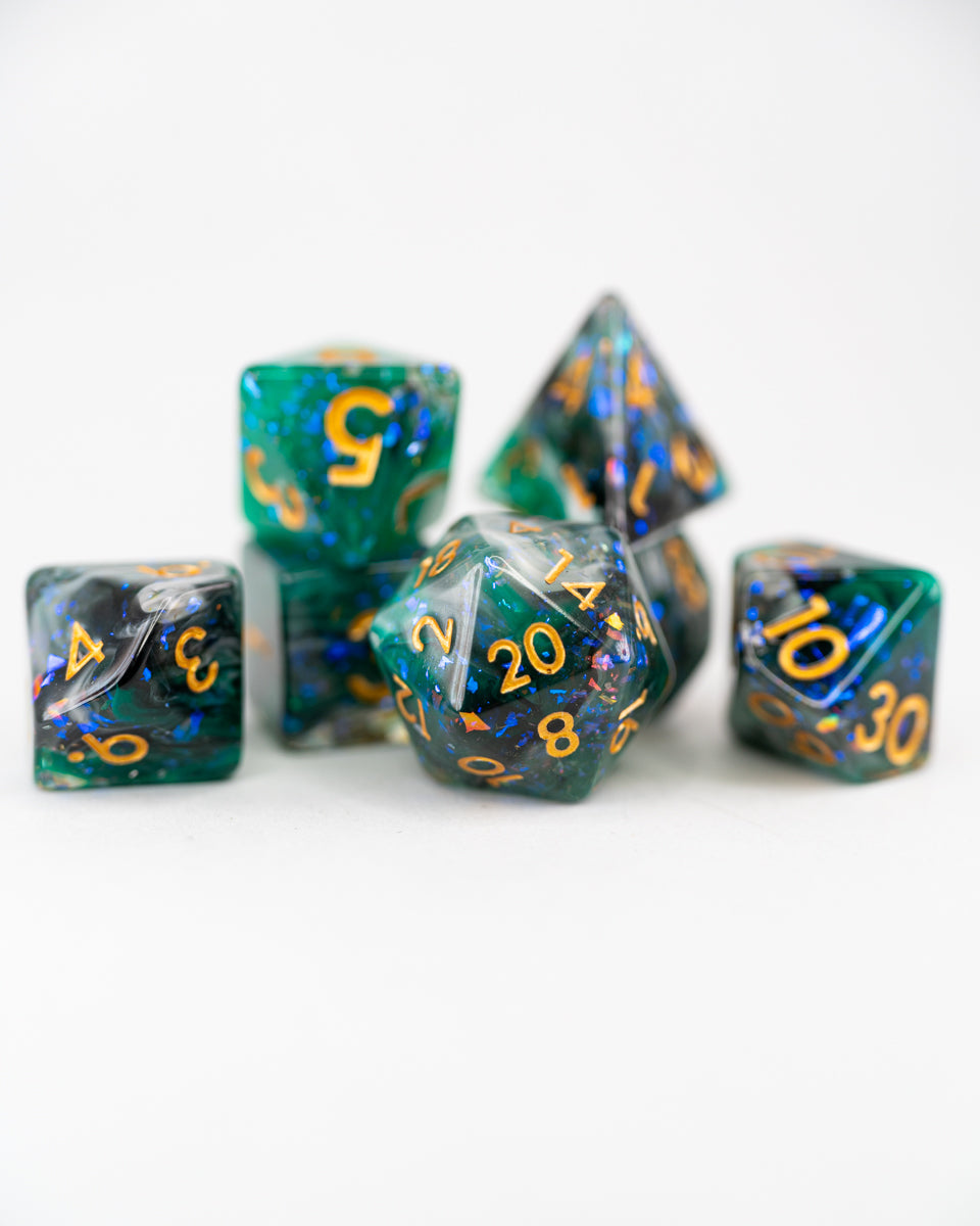 Wildmother's Jade | 7 Piece Acrylic Dice Set - Emberglow Gaming