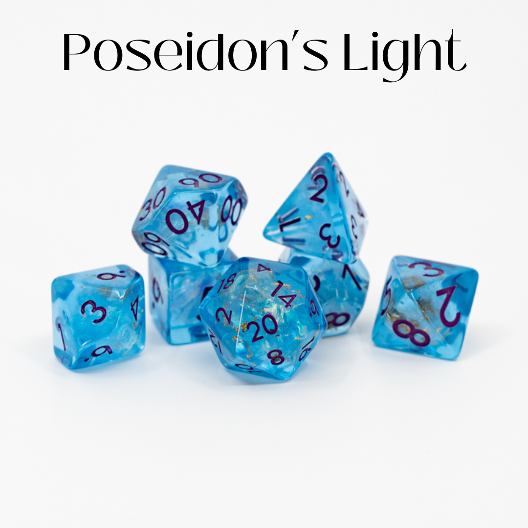 Poseidon's Light | 7 Piece Acrylic Dice Set - Emberglow Gaming