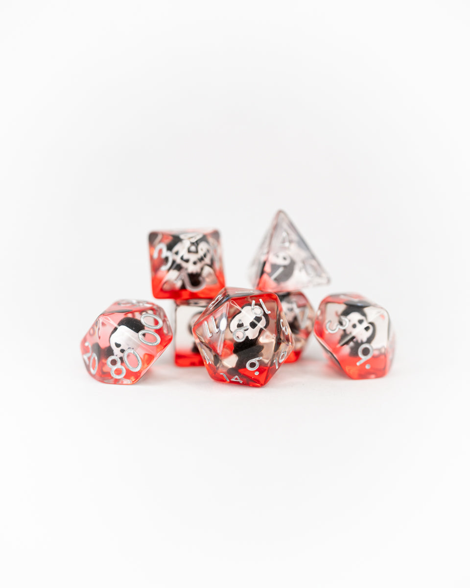 Ol' Scratch | Grim Reaper | 7 Piece Acrylic Inclusion Dice Set - Emberglow Gaming