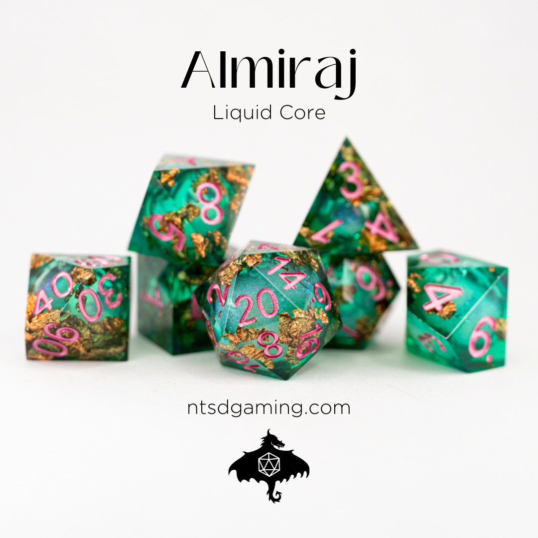 Almiraj | 7 Piece Liquid Core Dice Set - Emberglow Gaming