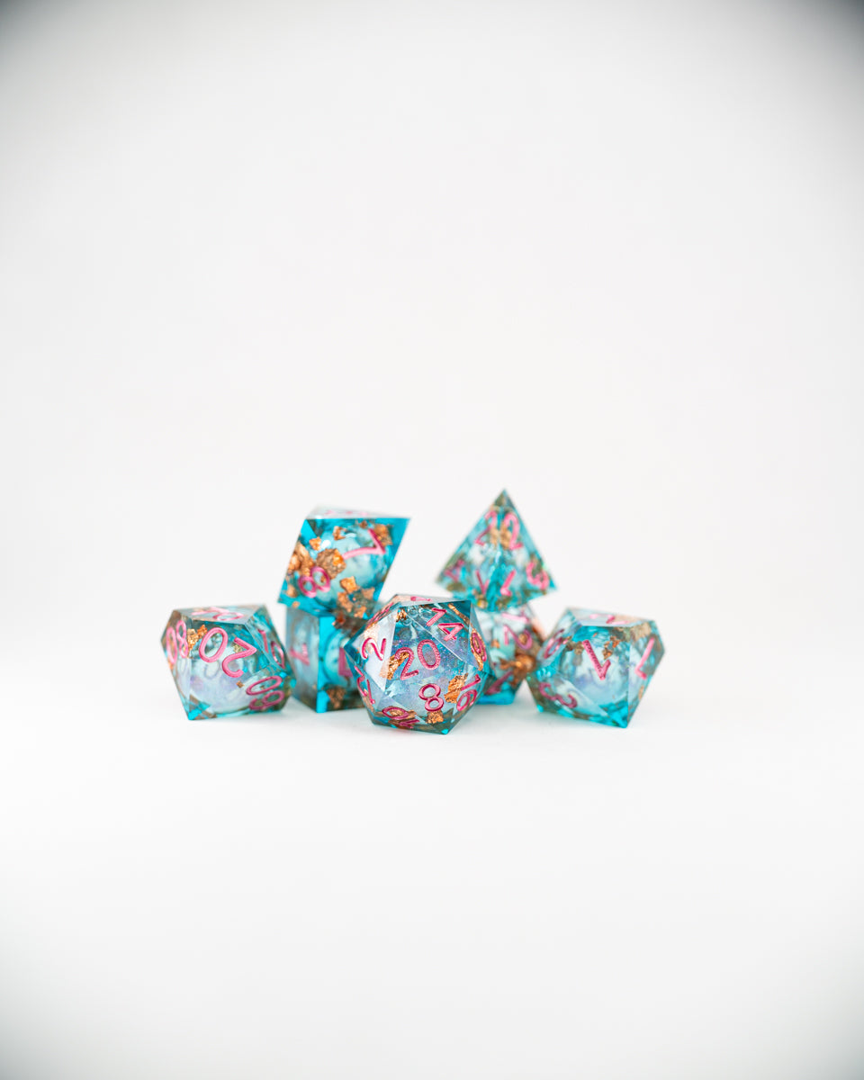 Sea Sprite | 7 Piece Liquid Core Dice Set - Emberglow Gaming