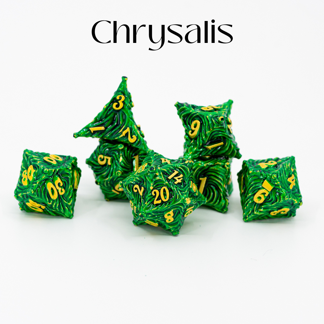Chrysalis | 7 Piece Metal Dice Set - Emberglow Gaming