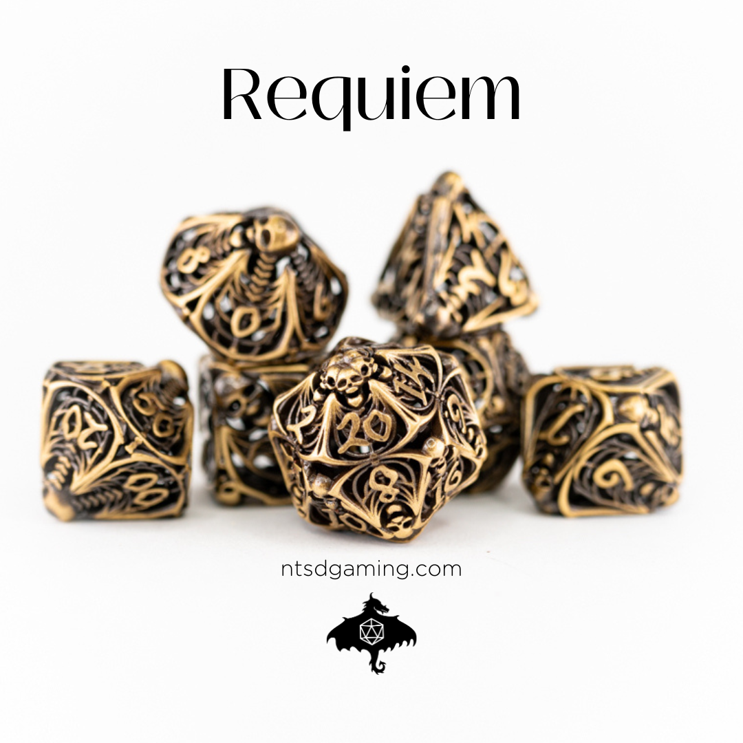 Requiem | Hollow | 7 Piece Metal Dice Set - Emberglow Gaming