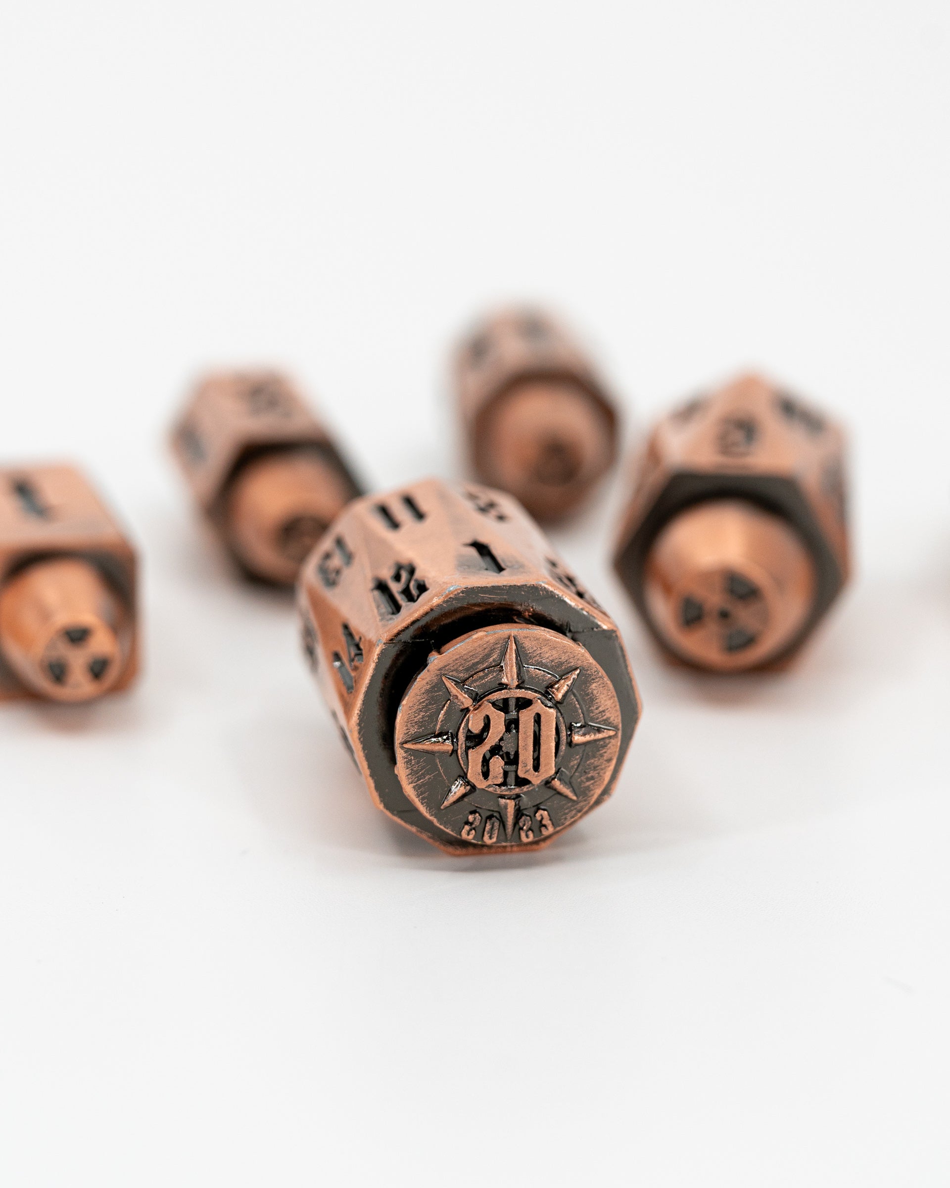 Bravo | Copper Bullets | 7 Piece Metal Dice Set - Emberglow Gaming