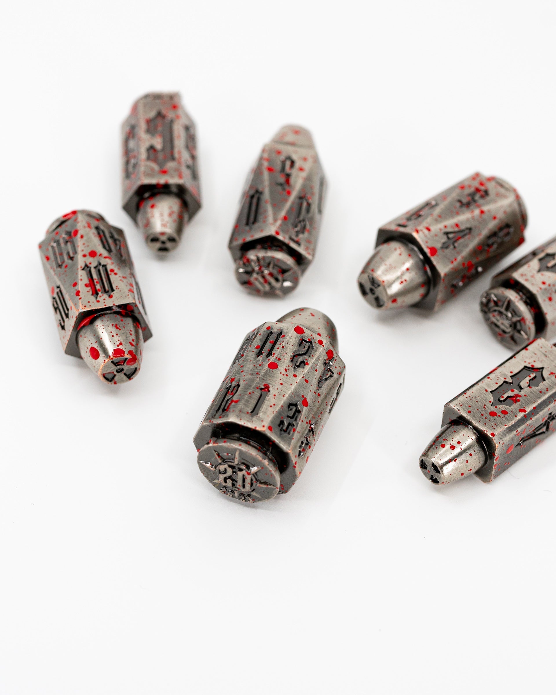Charlie | Iron Bullets | 7 Piece Metal Dice Set - Emberglow Gaming