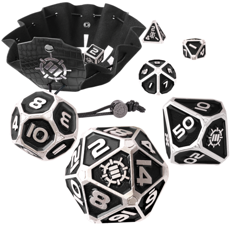 Enamel Dice With Drawstring Pouch