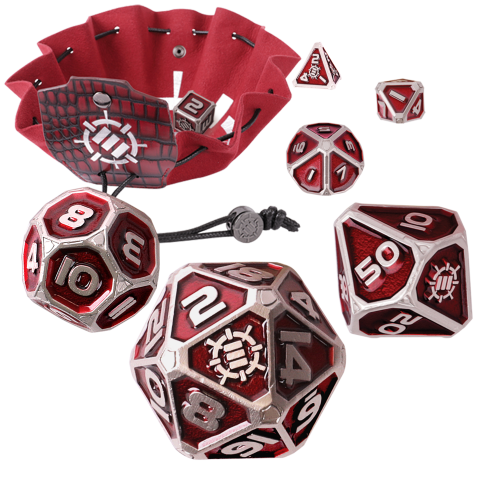 Enamel Dice With Drawstring Pouch