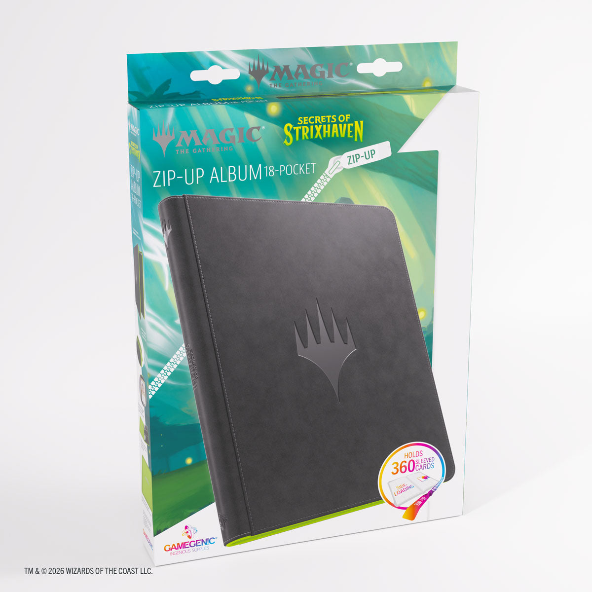 Gamegenic: Magic The Gathering: Secrets Of Strixhaven: Prime Zip-Up Album 18-Pocket: Black And Green