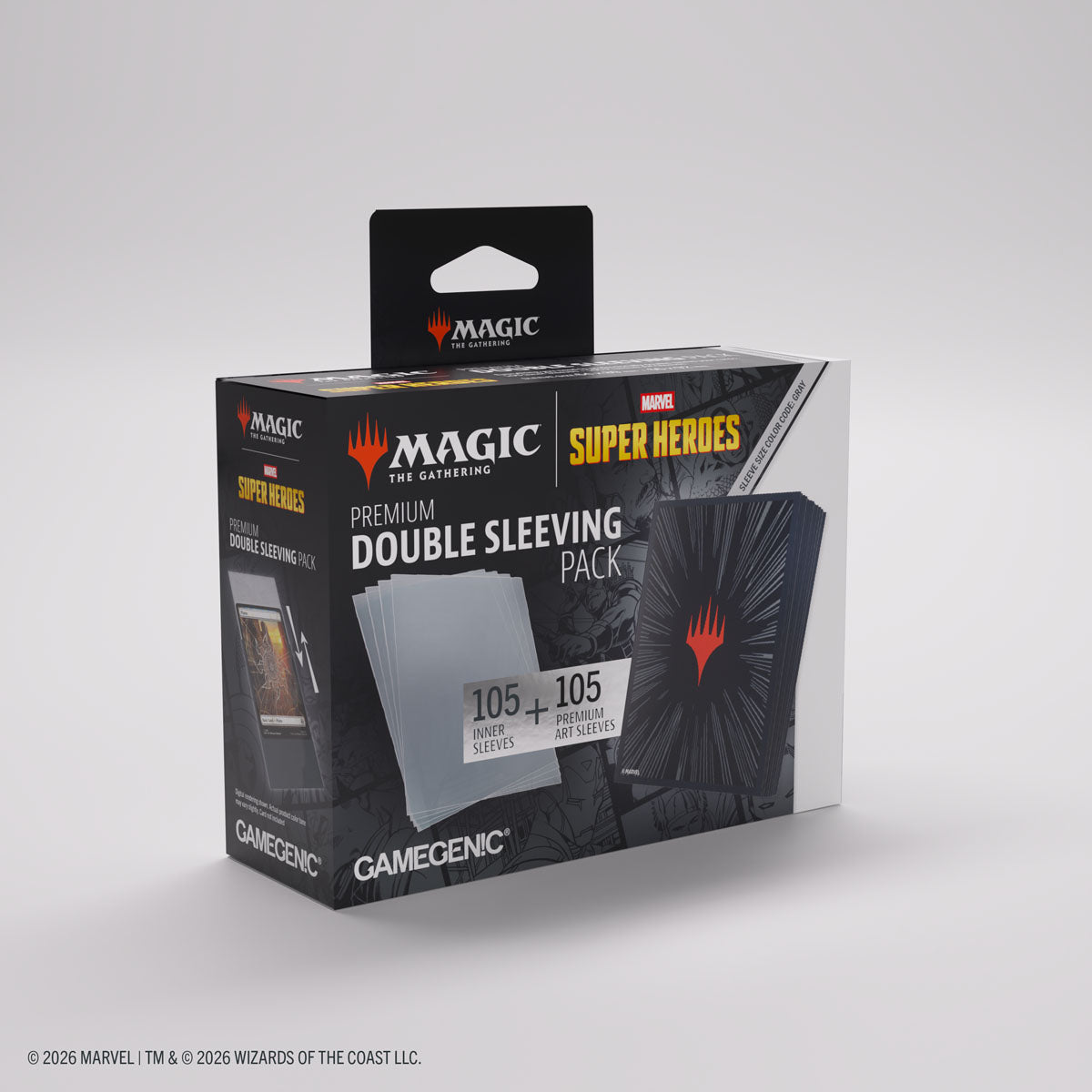 Gamegenic: Magic The Gathering: Msh Marvel Super Heroes: Premium Double Sleeving Pack 100: Comic Burst Black