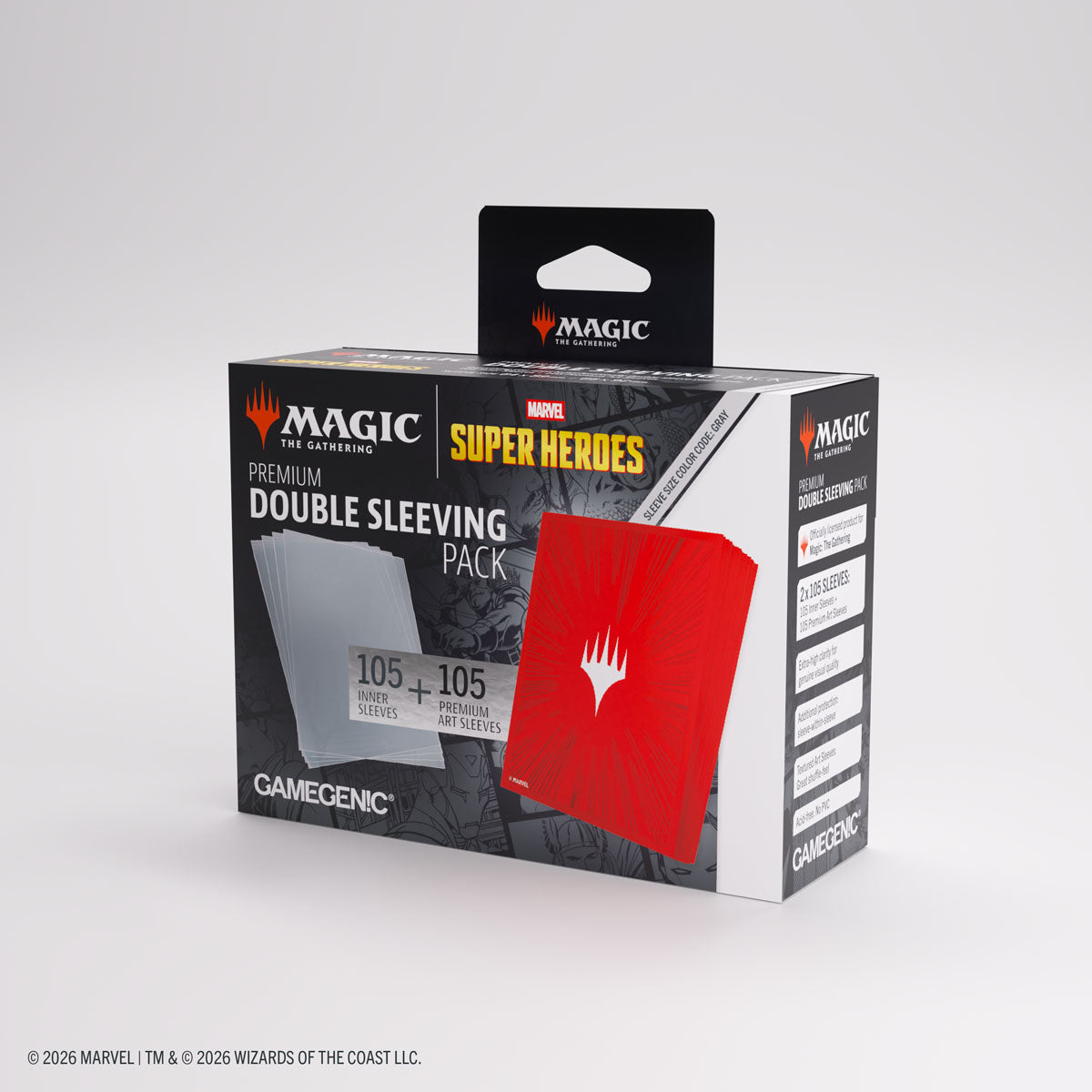 Gamegenic: Magic The Gathering: Msh Marvel Super Heroes: Premium Double Sleeving Pack 100: Comic Burst Red image 6