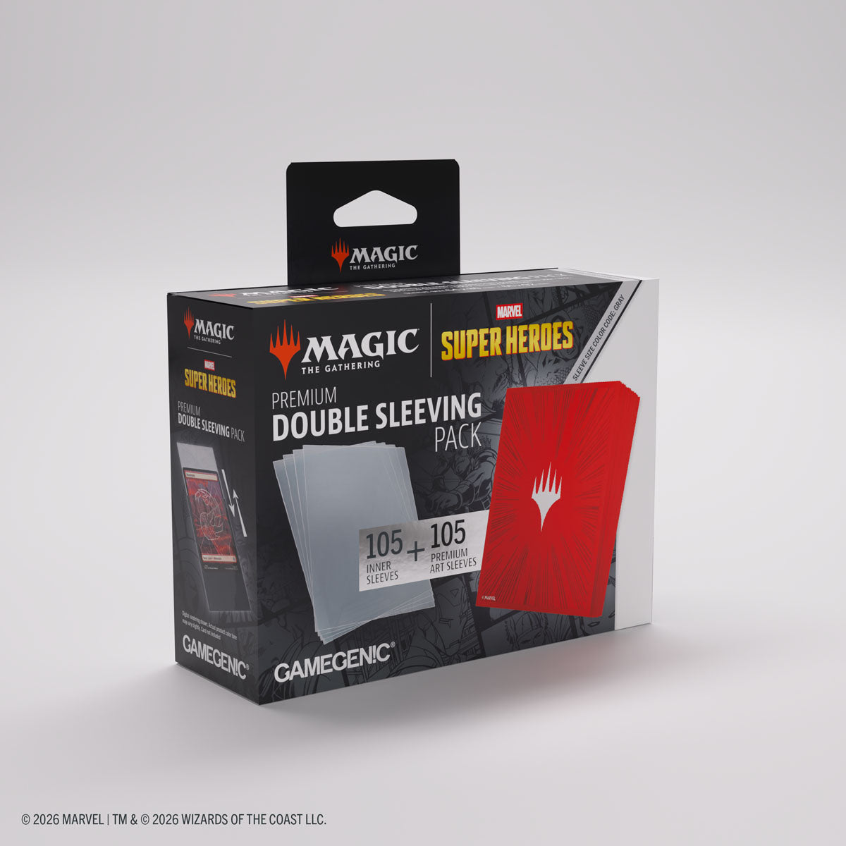 Gamegenic: Magic The Gathering: Msh Marvel Super Heroes: Premium Double Sleeving Pack 100: Comic Burst Red image 7