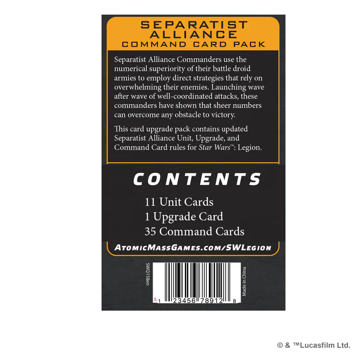 Star Wars Legion Separatist Alliance Command Card Pack