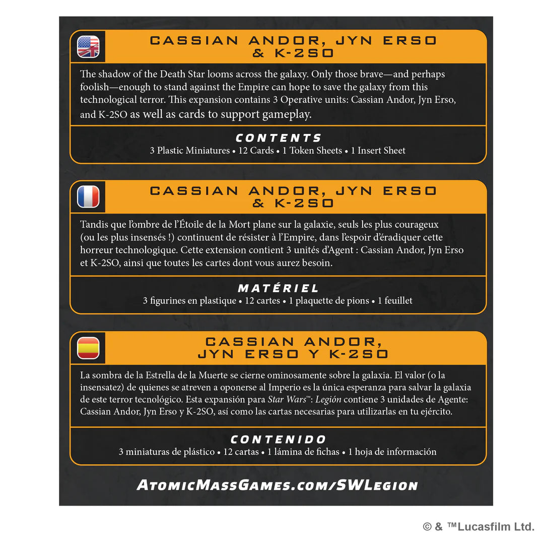 Star Wars Legion Cassian Andor, Jyn Erso & K-2S0
