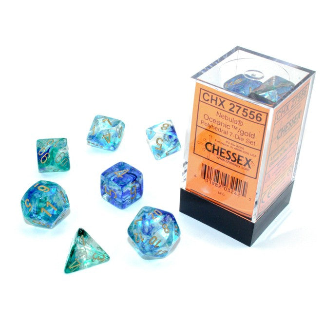 Dice: Chessex Nebula Oceanic/gold