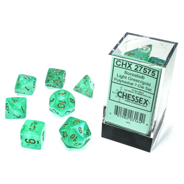 Dice: Chessex Borealis Light green/gold