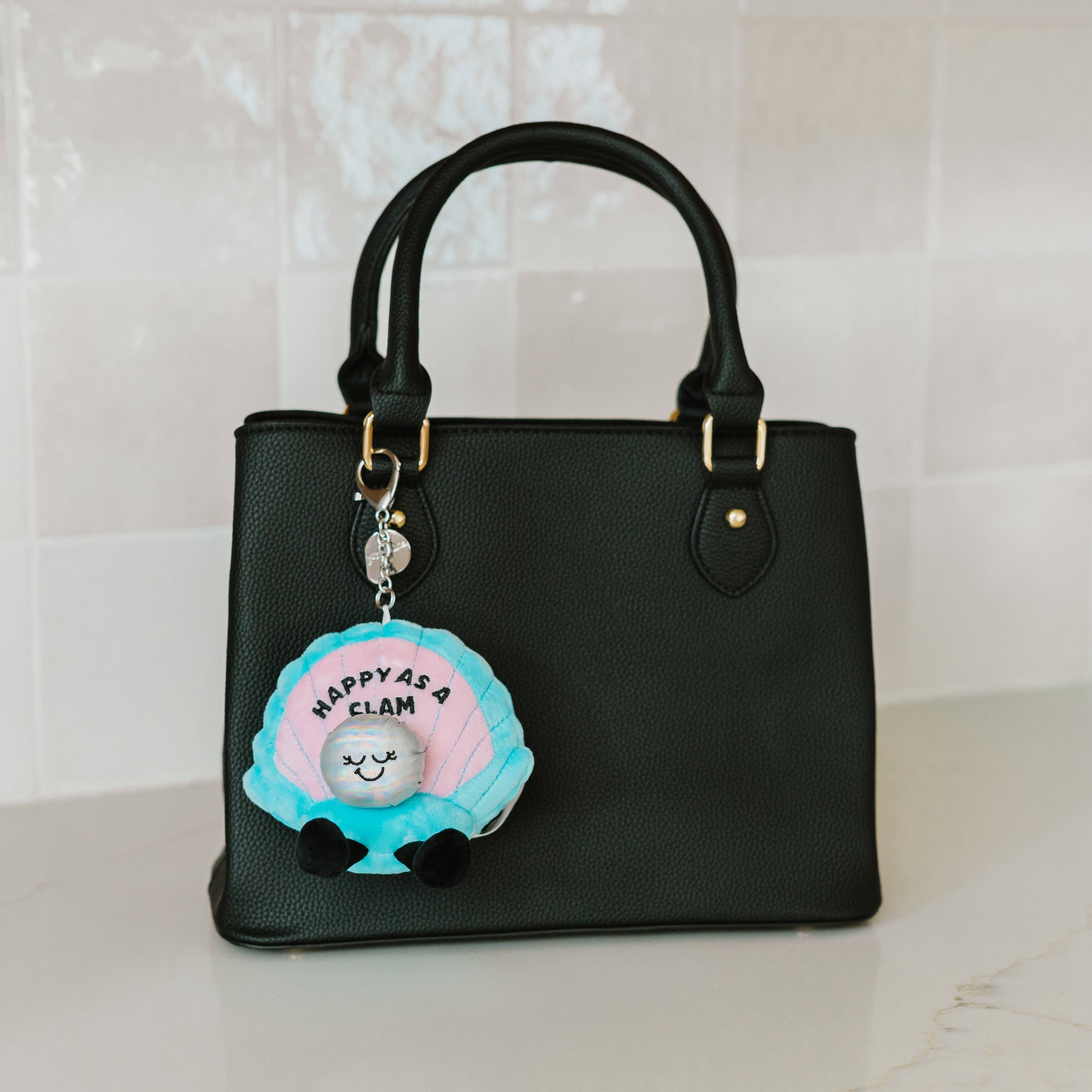 Clam Plush Bag Charm Cute "Happy As A Clam" Toy Funny Gift