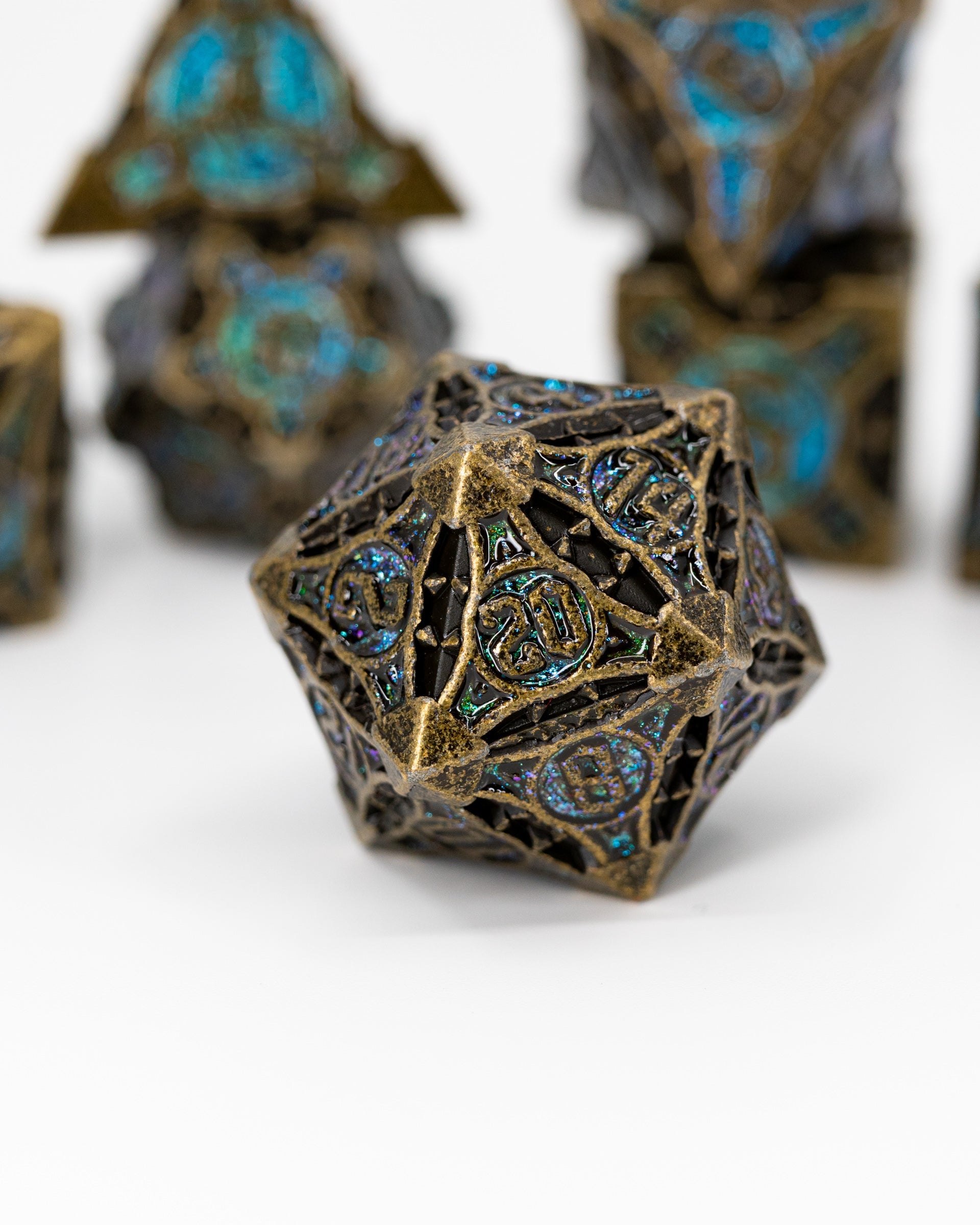 X-02 | 7 Piece Metal Dice Set - Emberglow Gaming