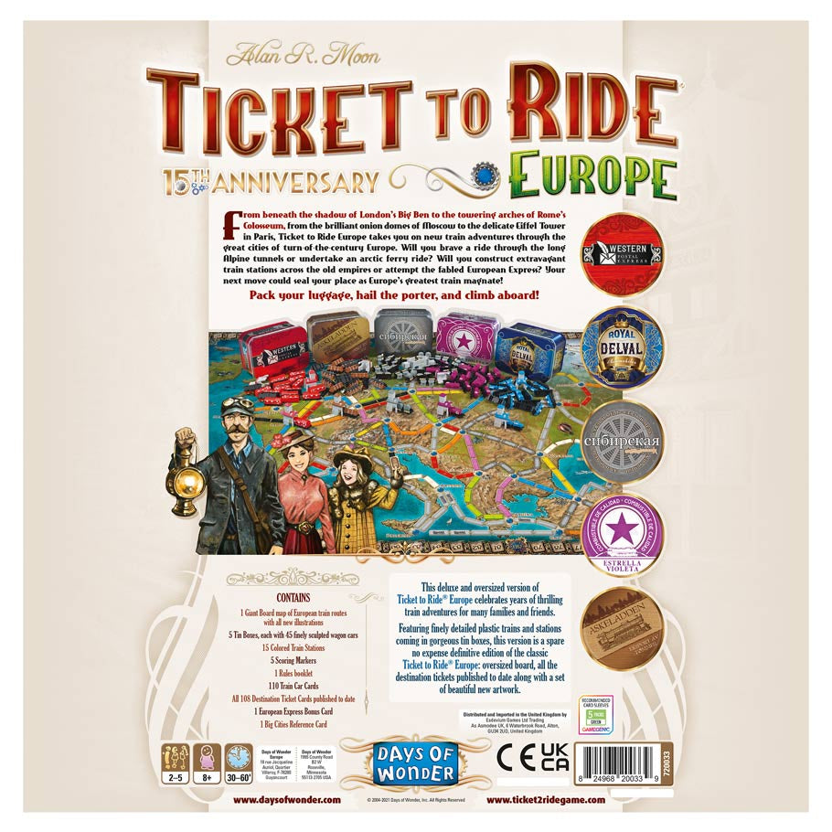 Ticket To Ride Europe 15th Anniversary Edition