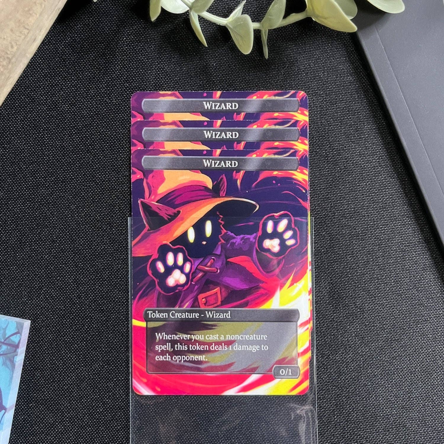 Set de fichas de mago y pájaro de Caverns & Calicos Mana Cats