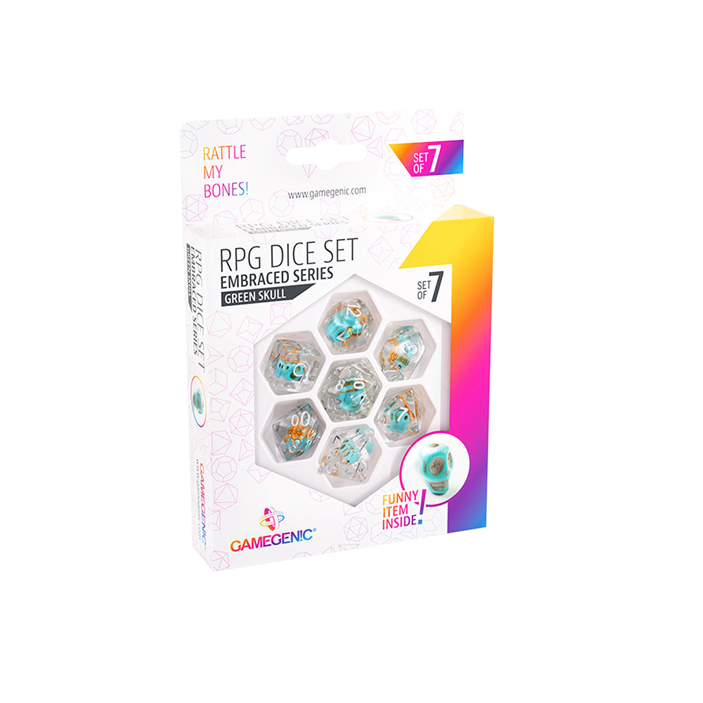 Dice: 7-Set: Embraced Series: Green Skull