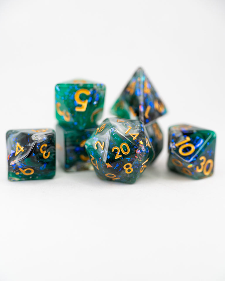 Wildmother's Jade | 7 Piece Acrylic Dice Set - Emberglow Gaming