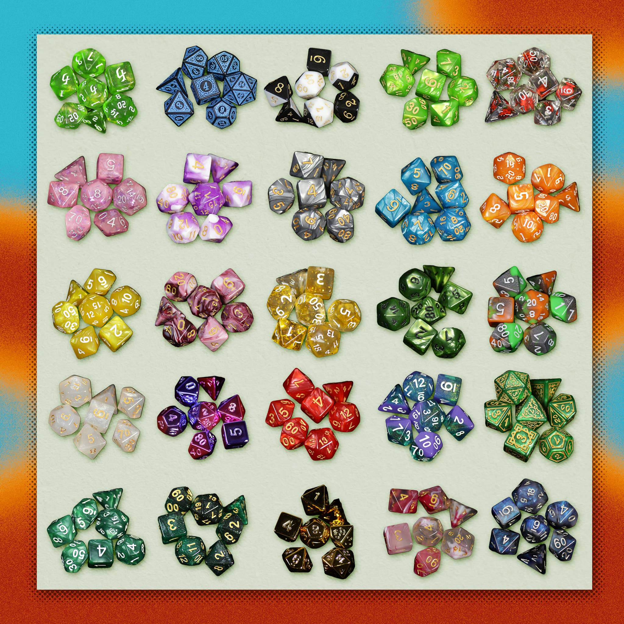 Mystery Dice - full set of 7 Polyhedral Dice