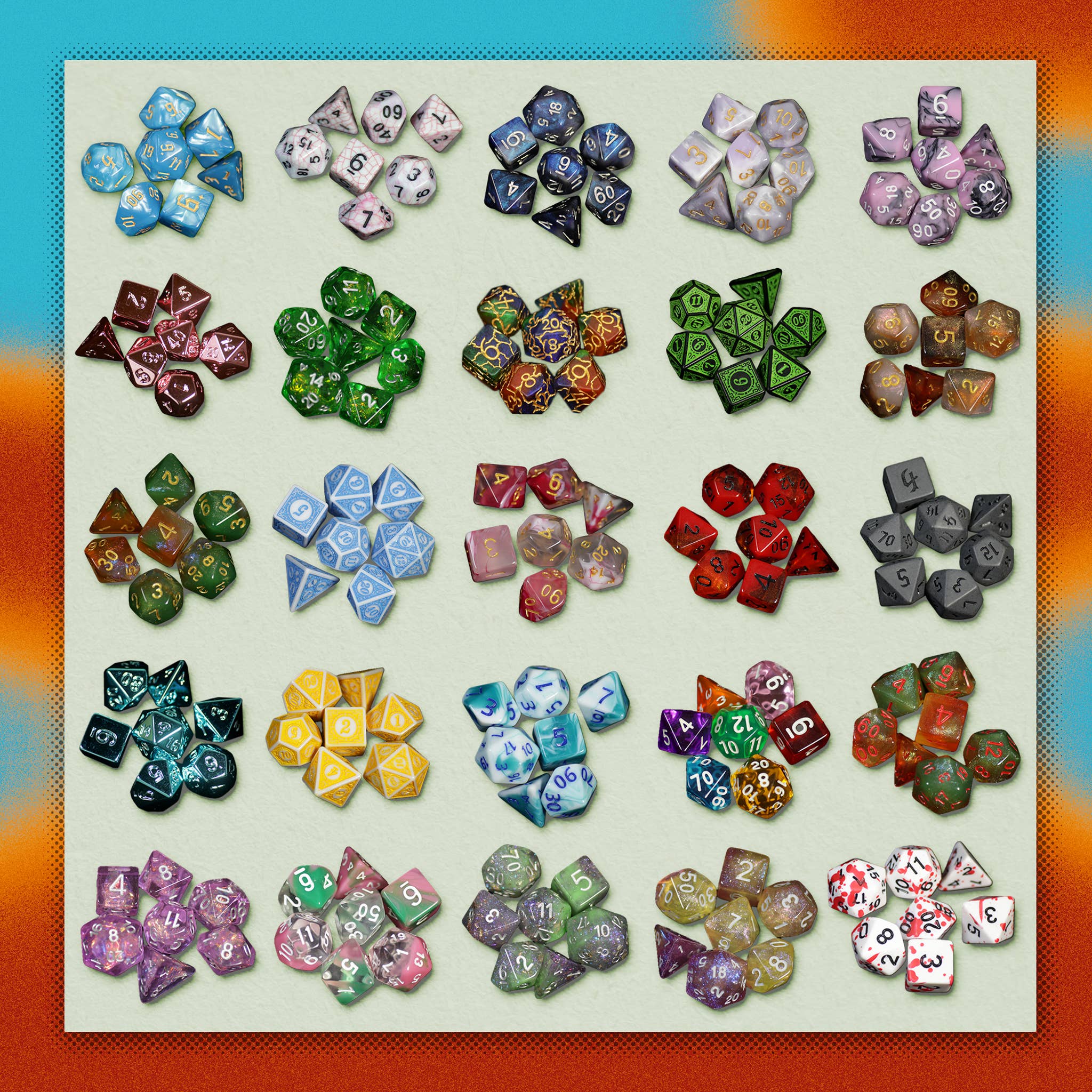 Mystery Dice - full set of 7 Polyhedral Dice