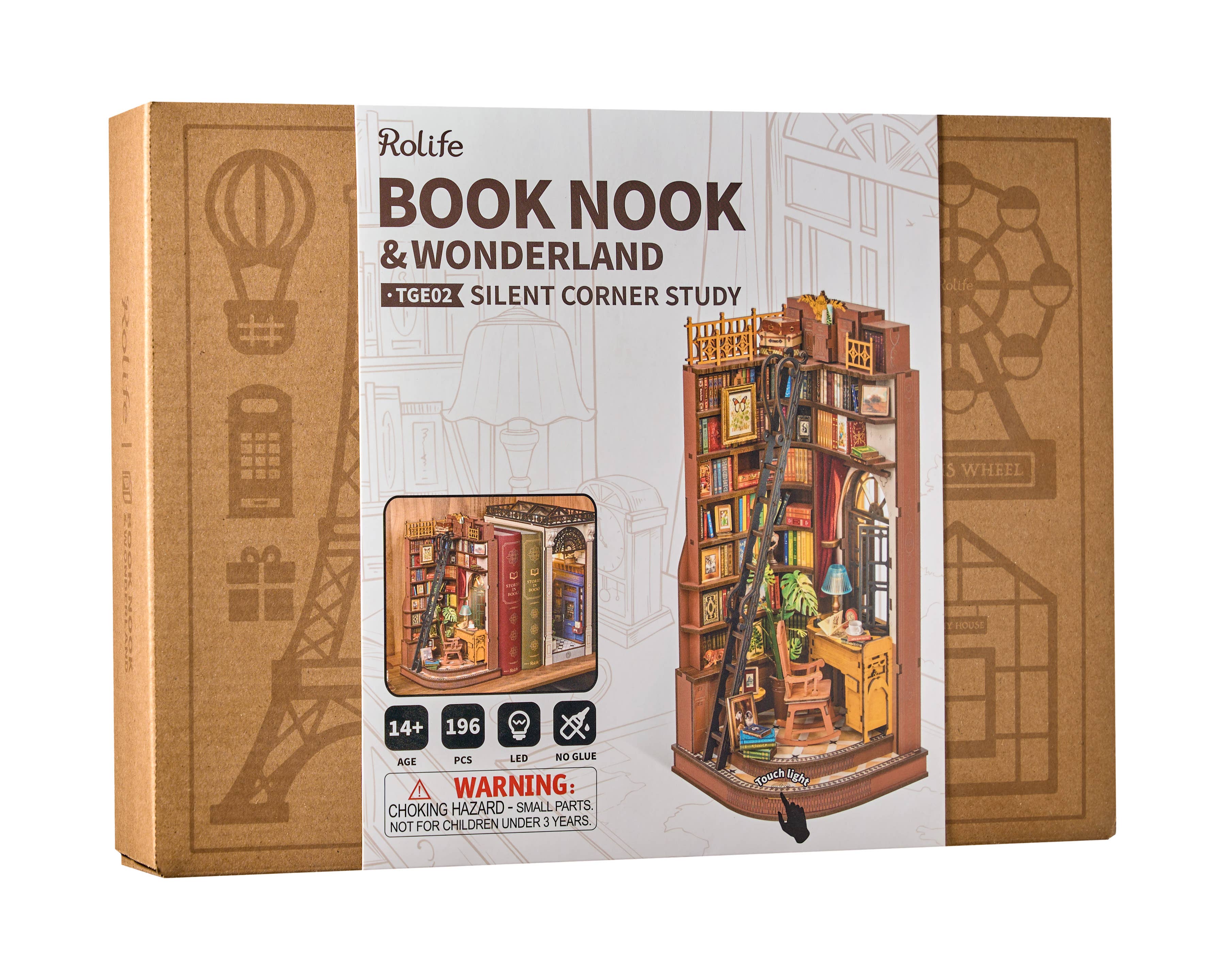 TGE02 Rolife Silent Corner Study DIY Book Nook Shelf Insert