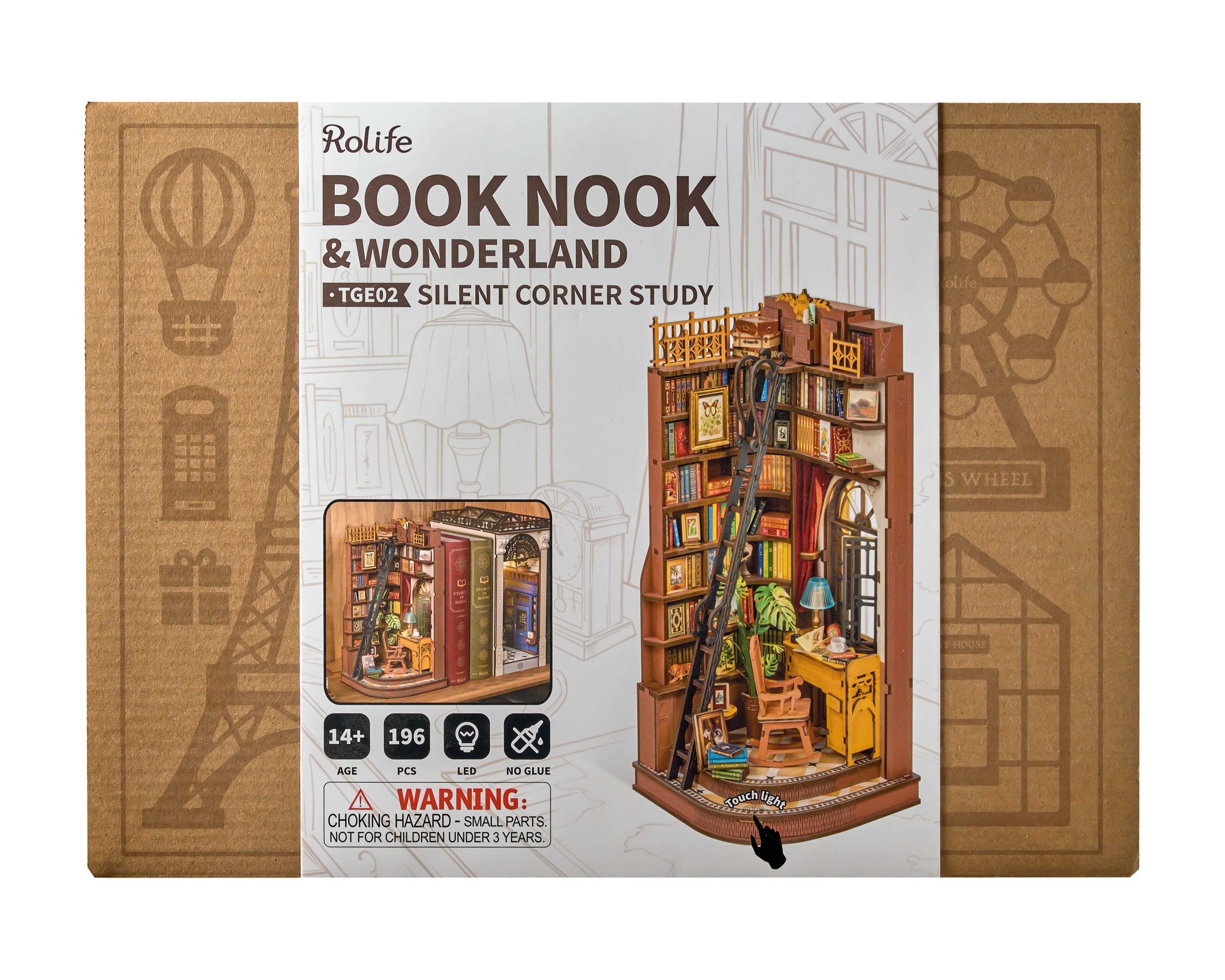 TGE02 Rolife Silent Corner Study DIY Book Nook Shelf Insert