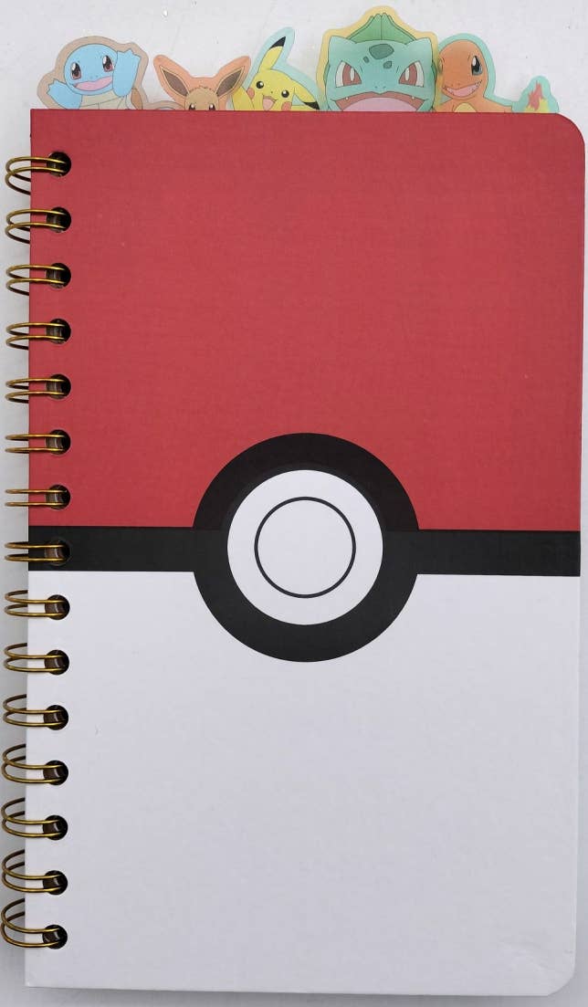 Pokémon Pokeball 8" x 5" Spiral Tabbed Notebook
