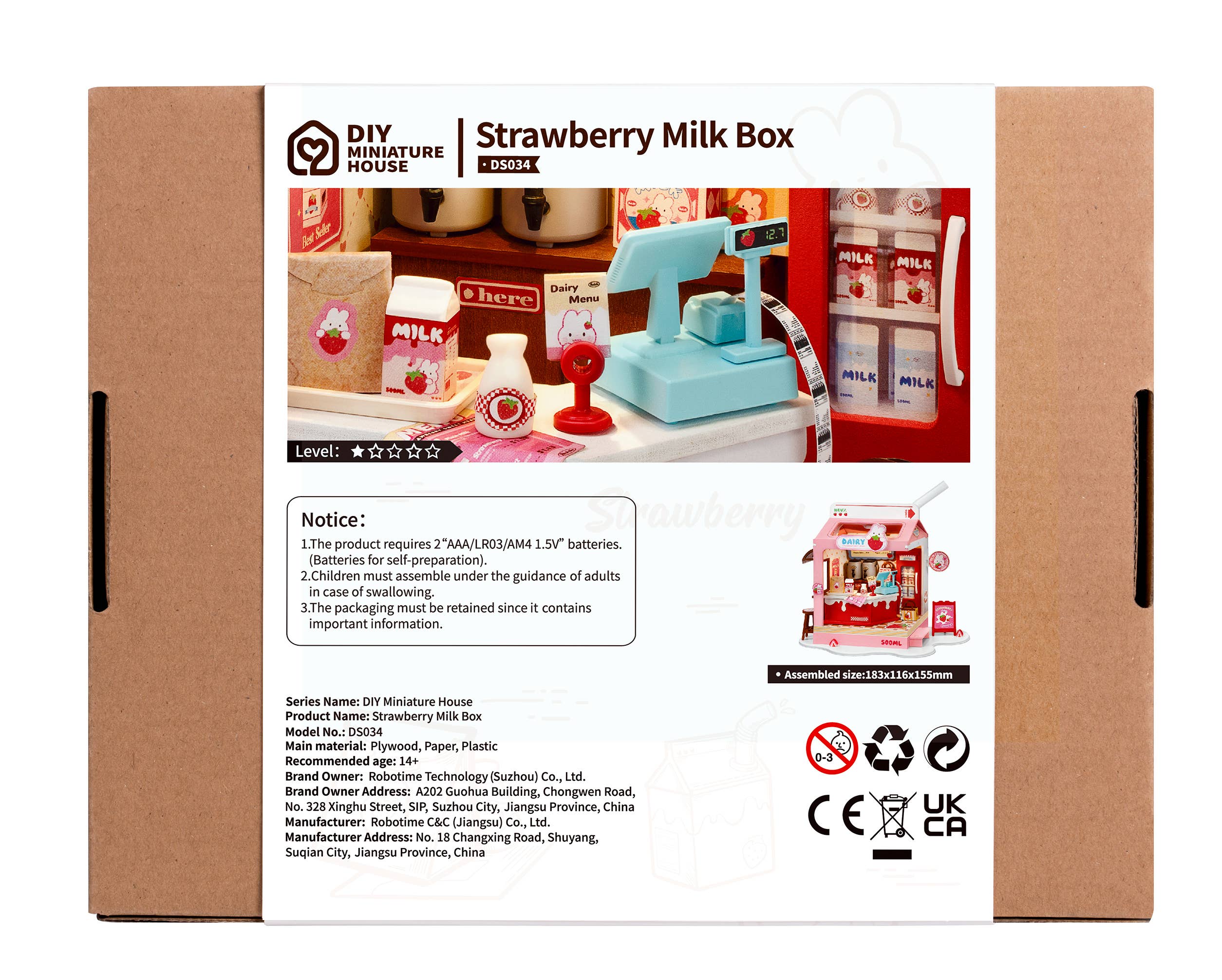 Strawberry Milk Box ROBOTIM Rolife DIY Miniature House