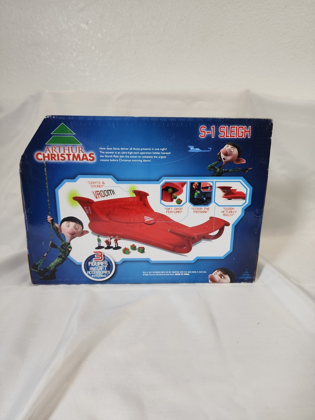 2011 The Bridge Direct Arthur Christmas S-1 Sleigh With 3 Mini Figures JJ-B-352