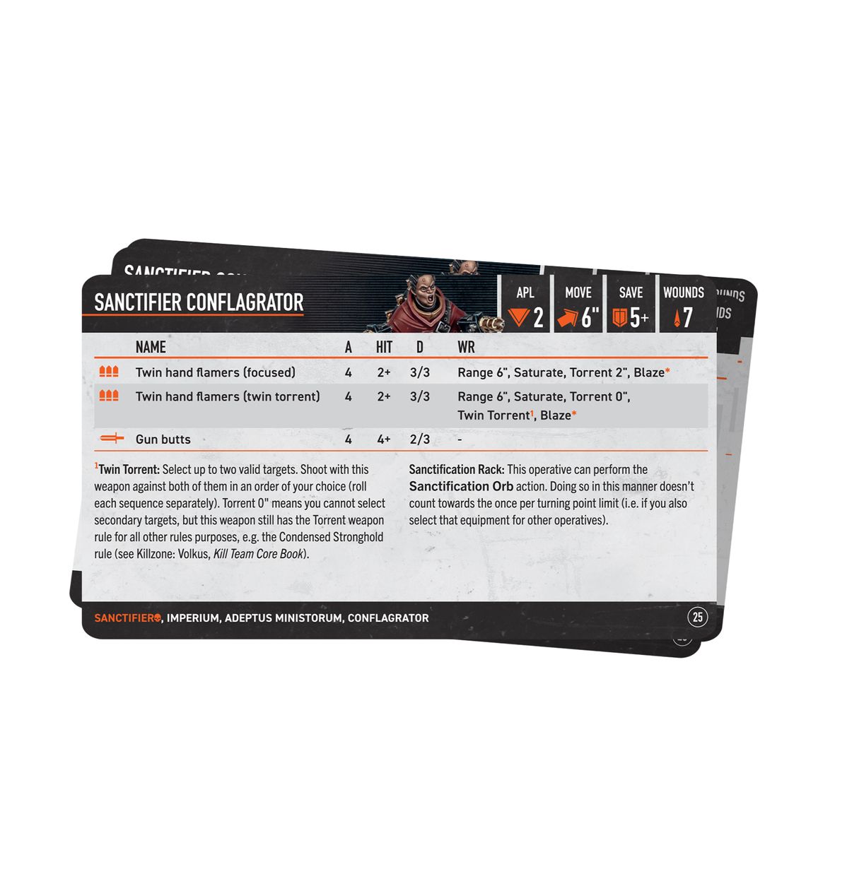 Warhammer 40000 Kill Team Sanctifiers Datacards (ENG)