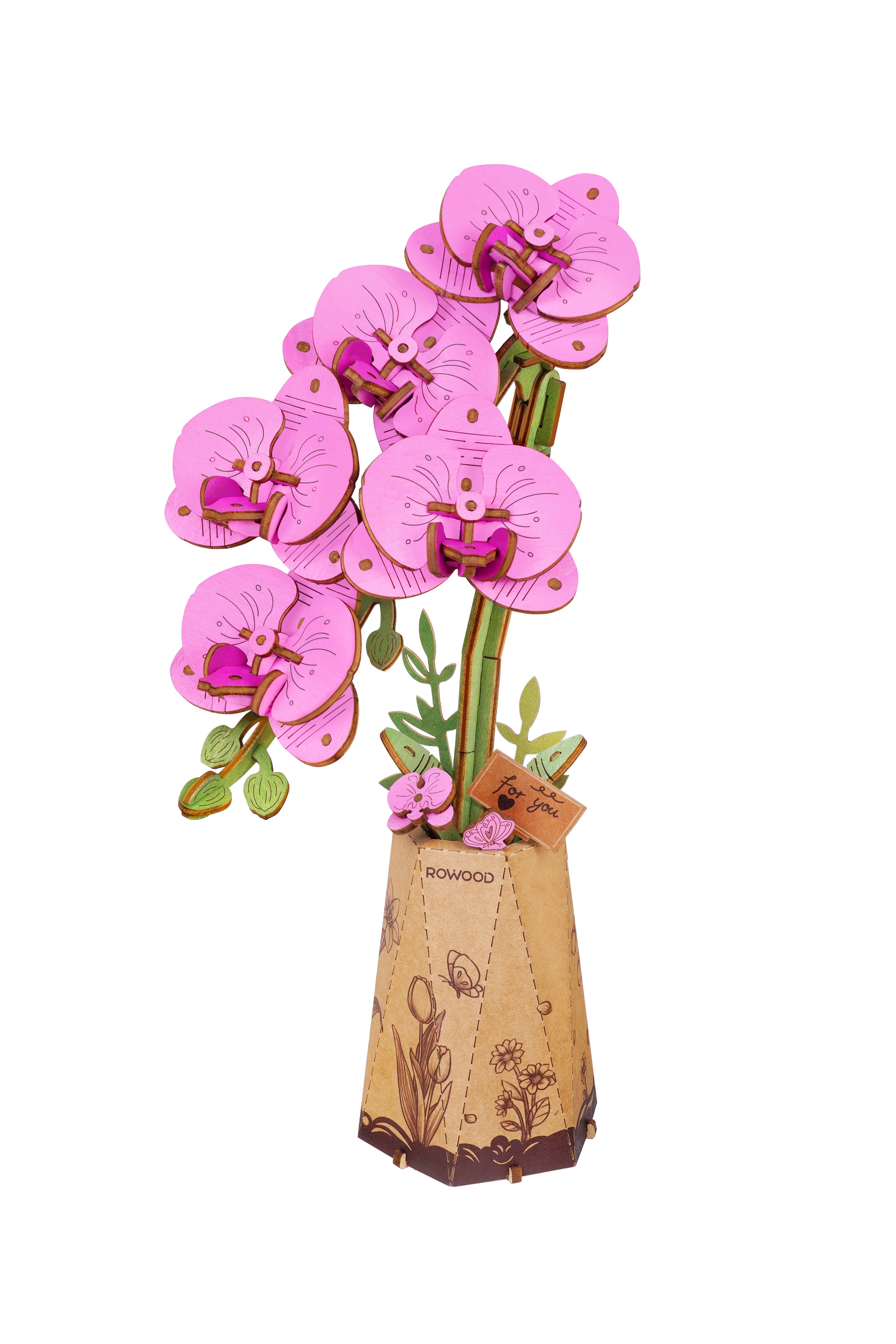 TW091 Purple Moth Orchid Rowood DIY Wooden Flower 3D