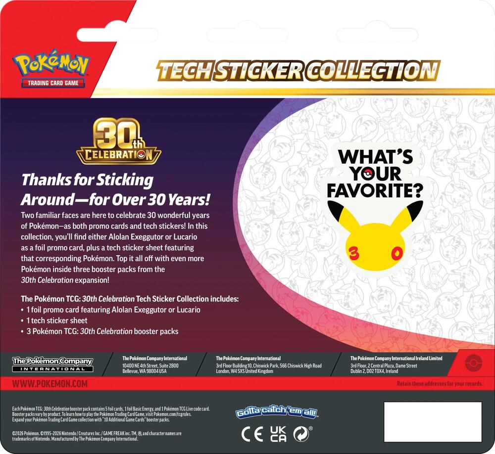 Pokemon TCG: 30TH Celebration Tech Sticker Collection - Lucario