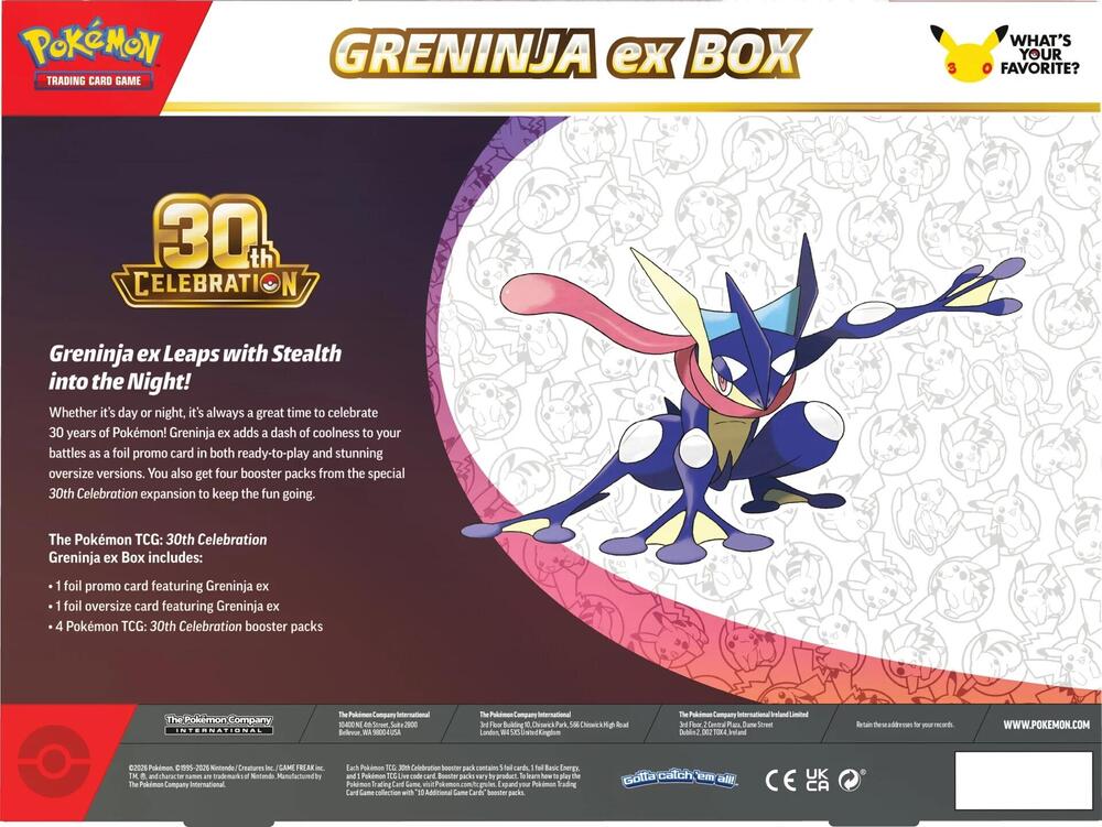 Pokemon TCG: 30TH Celebration Greninja Ex Box
